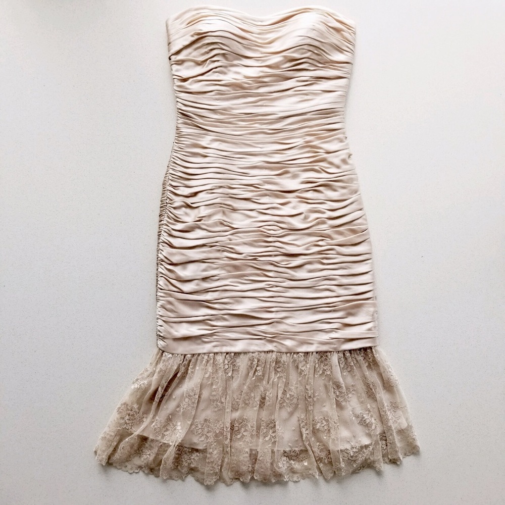 Cache Luxe silk strapless knee length dress